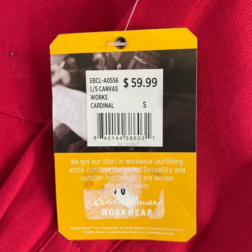 NWT Eddie Bauer Workwear Foreman Fit button down shirt long sleeve red Small (S) - Picture 7 of 7